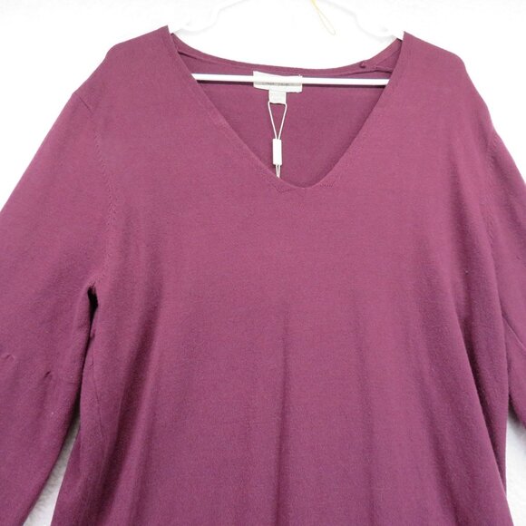 Charlie Paige Dress Womens Size Extra Large Purple  V-Neck Sweater Scallop Hem - Picture 2 of 12